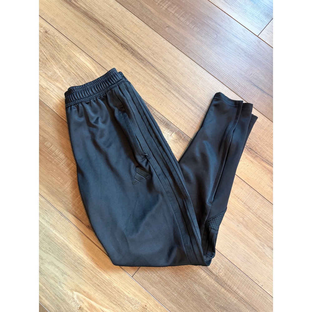 Adidas AEROREADY Mens Black Tapered Training Pants Zipper Pockets Size Small
